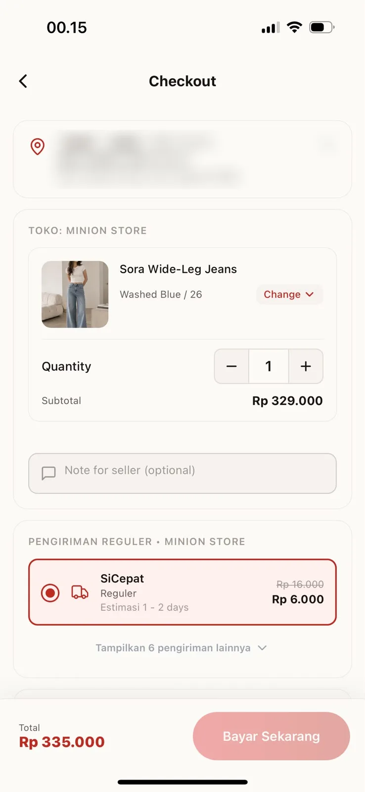 Tampilan aplikasi LAKOO: halaman Checkout